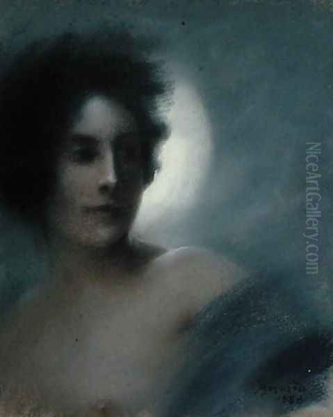 Woman with a Crescent Moon or, The Eclipse, 1888 Oil Painting by Paul Albert Besnard