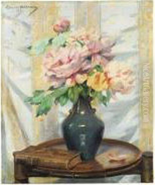 Vase De Pivoines Oil Painting by Louise Abbema