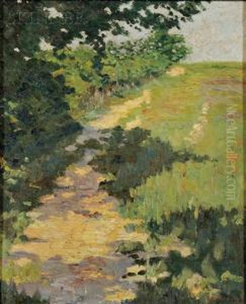 View Of A Sun-dappled Road Oil Painting by Yarnall Abbott