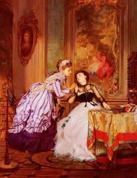 A Warm Reception Oil Painting by Charles Edouard Boutibonne