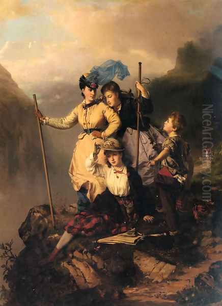 Mountain Climbers Oil Painting by Charles Edouard Boutibonne