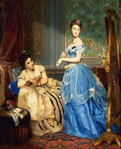 Getting Dressed, 1869 Oil Painting by Charles Edouard Boutibonne