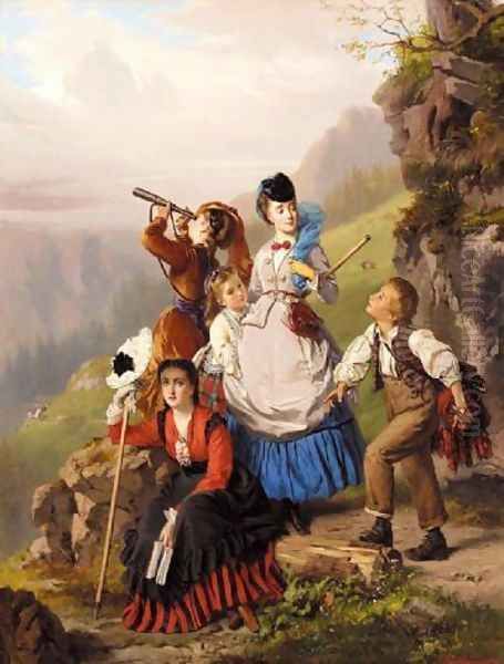 The young mountaineers 1870 Oil Painting by Charles Edouard Boutibonne