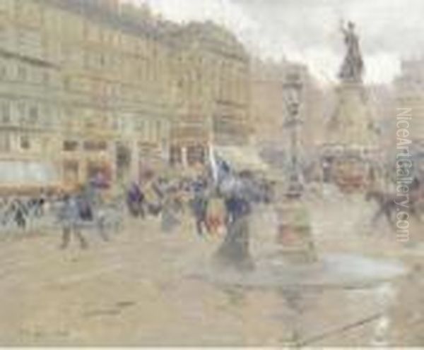 Paris, Place De La Republique Oil Painting by Louis Abel-Truchet