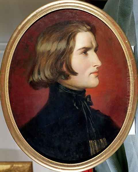 Portrait of Franz Liszt (1811-86), 1838 Oil Painting by Charles Edouard Boutibonne