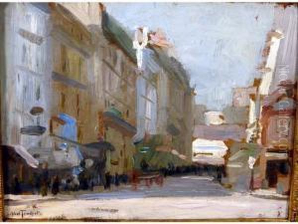 Rue De Ville Animee Huile Surpanneau Signee En Bas A Gauche 21,5 X 27,5 Oil Painting by Louis Abel-Truchet