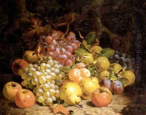 Still life of grapes, pears and apples 1873 Oil Painting by Charles Thomas Bale