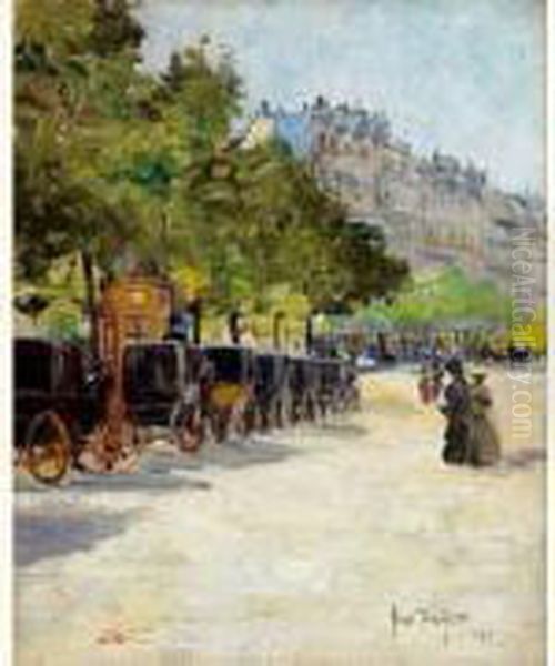 Paris, Les Fiacres Oil Painting by Louis Abel-Truchet