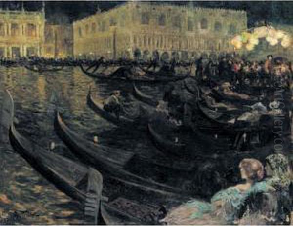 La Festa Del Redentore, Venice Oil Painting by Louis Abel-Truchet