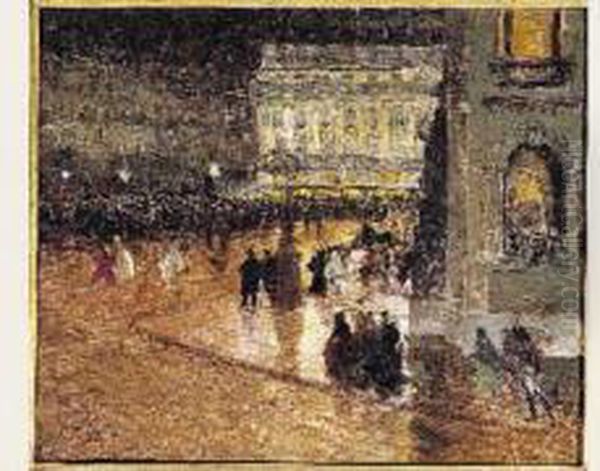 La Place De L'opera, La Nuit Oil Painting by Louis Abel-Truchet