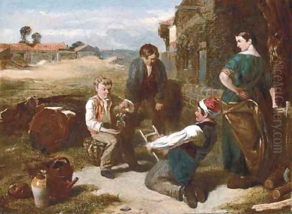 The young puppeteers Oil Painting by Charles Thomas Bale