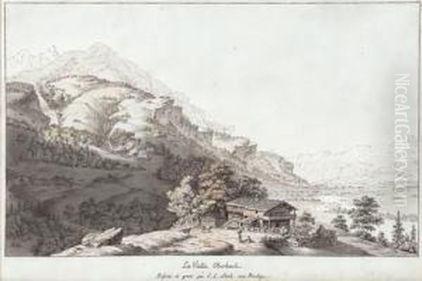 La Vallee Oberhasli Oil Painting by Johann Ludwig Aberli