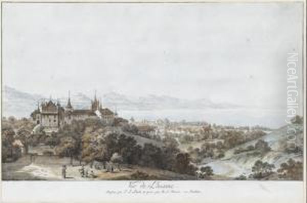 Vue De Lausane Oil Painting by Johann Ludwig Aberli