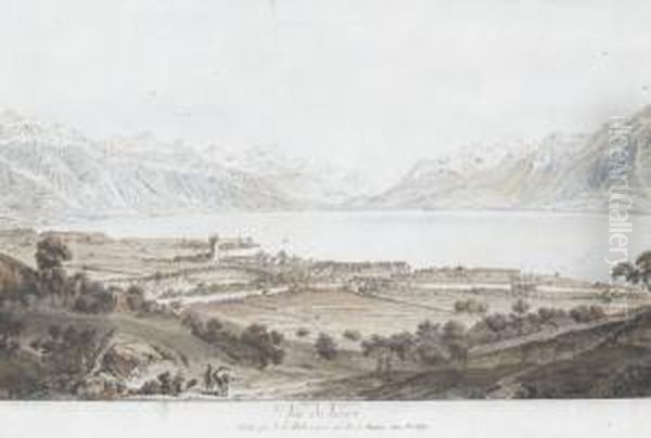 Vue De Vevey Oil Painting by Johann Ludwig Aberli