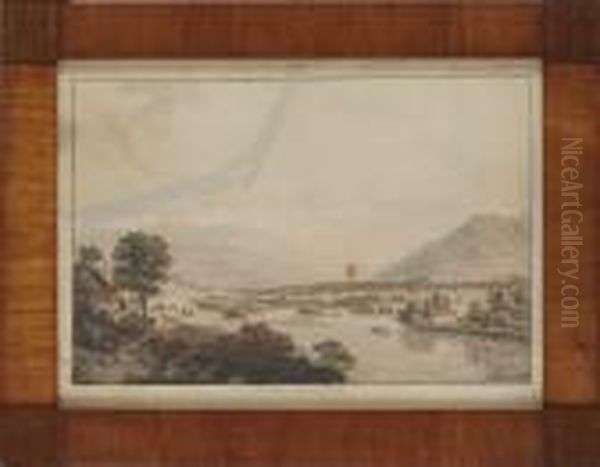 Vue Dessinee A Mouri Pres De Berne Oil Painting by Johann Ludwig Aberli