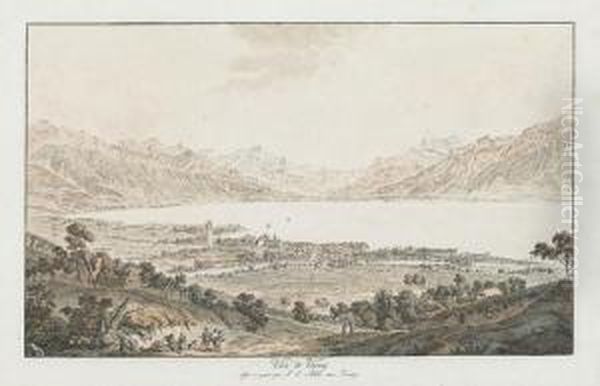 Vue De Vevey Oil Painting by Johann Ludwig Aberli