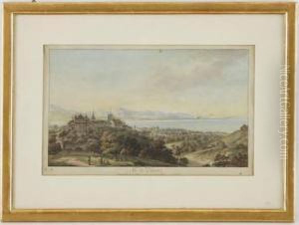 Vue De Lausanne Oil Painting by Johann Ludwig Aberli