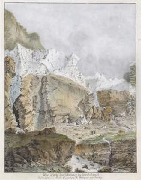 Une Partie Des Glacieres Du Grindelwald Oil Painting by Johann Ludwig Aberli