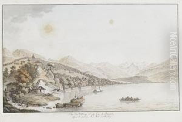 Vue Du Village Et Du Lac De Brientz Oil Painting by Johann Ludwig Aberli