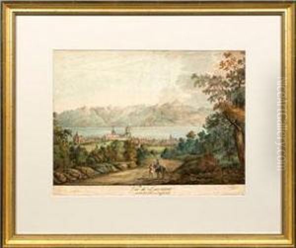 Vue De Lausanne Oil Painting by Johann Ludwig Aberli