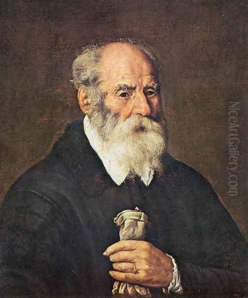 Portrait of an Old Man with Gloves Oil Painting by Marcantonio Bassetti