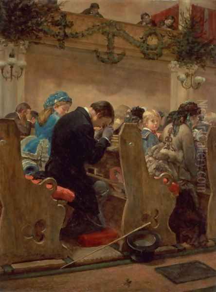 Christmas Prayers 1872 Oil Painting by Henry Bacon