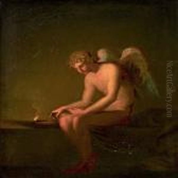 An Angel By The Lamp Oil Painting by Nicolas-Abraham Abilgaard