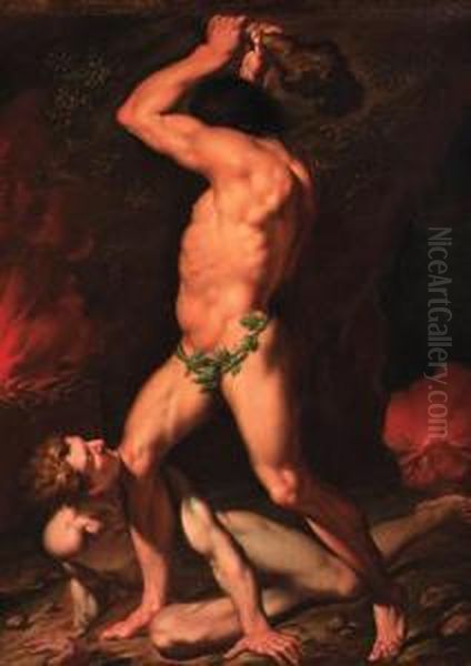 Hercules And Cacus Oil Painting by Nicolas-Abraham Abilgaard