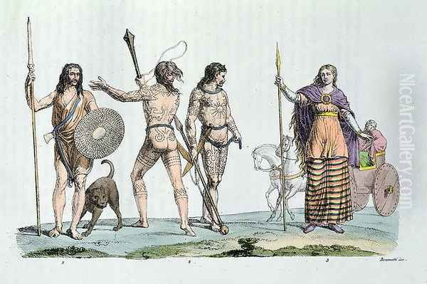 Celtic people at the time of Julius Caesar, illustration from 'Le Costume Ancien ou Moderne' 1820 Oil Painting by G. Bramati