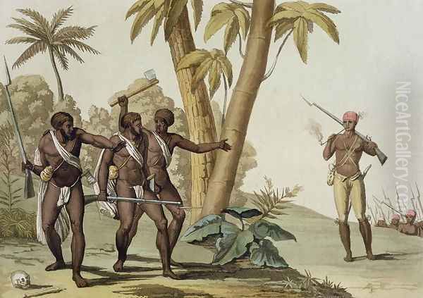 British Guyana- Surinam, the Slave Rebellion, plate 65, from 'Le Costume Ancien et Moderne', 1820s-30s Oil Painting by G. Bramati