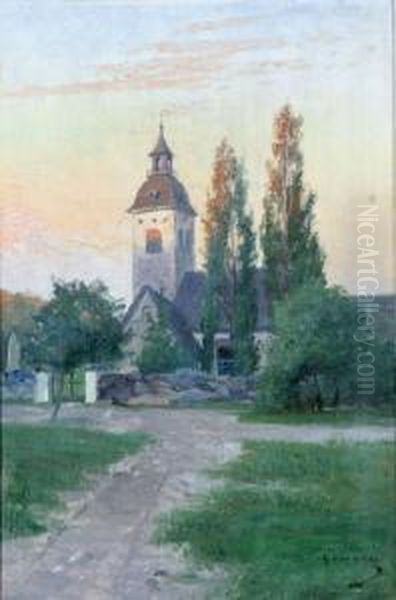 Hillersjo Kyrka Oil Painting by Erik Abrahamsson