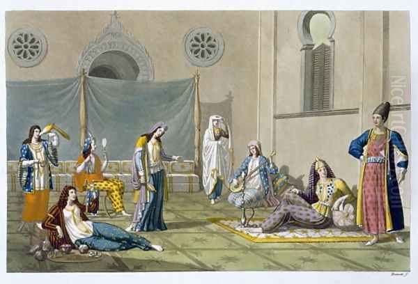 A Persian Harem, from 'Le Costume Ancien et Moderne' Oil Painting by G. Bramati