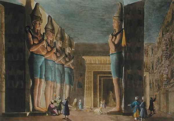 Temple of Ramesses II (1279-13 BC) Abu Simbel, Egypt, plate 4 from 'Le Costume Ancien et Moderne' Oil Painting by G. Bramati