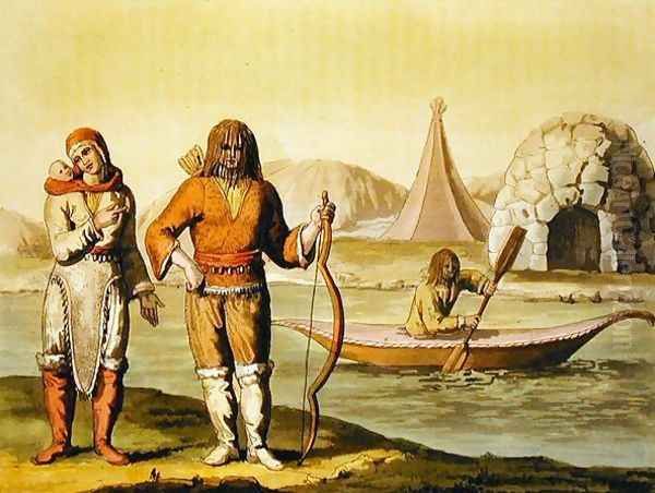 Eskimos at Hudson Bay, from 'Le Costume Ancien et Moderne' Oil Painting by G. Bramati