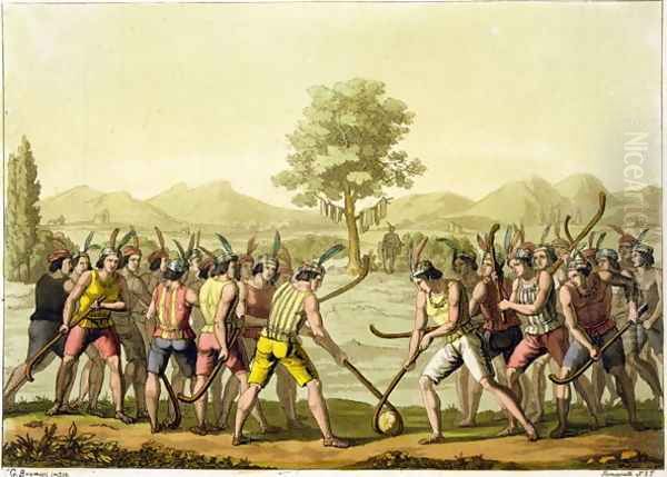 Indians playing Ciueca, Chile, from 'Le Costume Ancien et Moderne', Oil Painting by G. Bramati