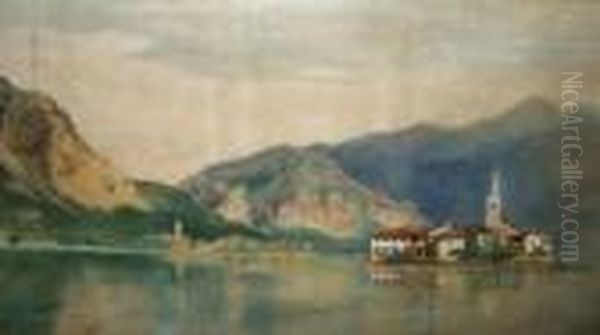 Italian Lake Scene Oil Painting by John Absolon