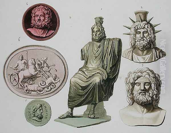 Representations of Zeus, Jupiter or Jove, plate 51 from 'Le Costume Ancien et Moderne' Oil Painting by G. Bramati