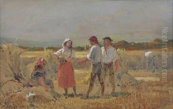 Harvest Workers At Rest Oil Painting by John Absolon