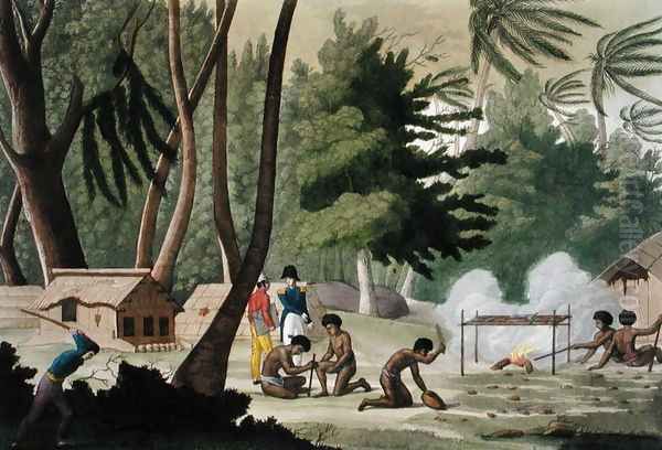 Papu tribe on the Isle of Rawak, plate 20 from 'Le Costume Ancien et Moderne' Oil Painting by G. Bramati