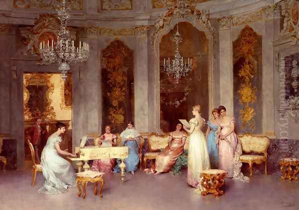 Parlor Scene Oil Painting by Francesco Beda