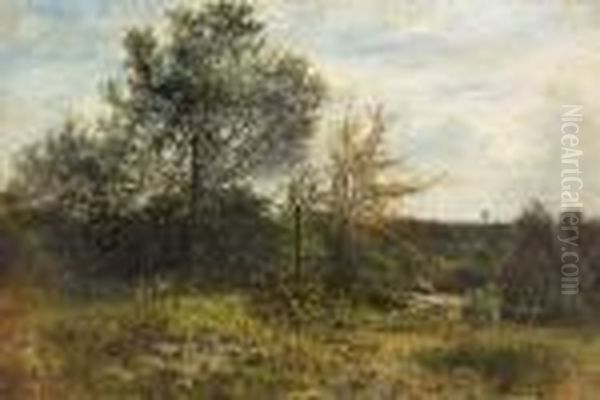 Landschaft Mit Wanderer. Oil Painting by Jean Alexis Achard