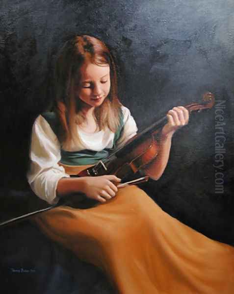 Girl with a Violin Oil Painting by Hendrikus van den Sande Bakhuyzen