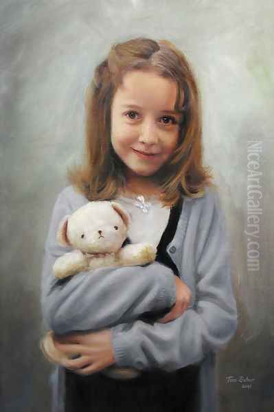 Mary with her Teddy Oil Painting by Hendrikus van den Sande Bakhuyzen