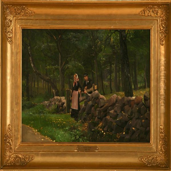 Yes Or No! A Proposal Scene Oil Painting by Georg Nicolaj Achen