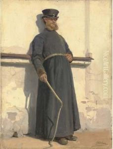 A Coachman Oil Painting by Georg Nicolaj Achen