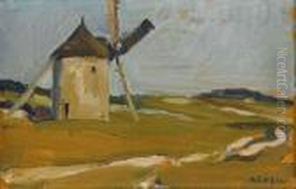 Moulin Oil Painting by Marcelle Ackein