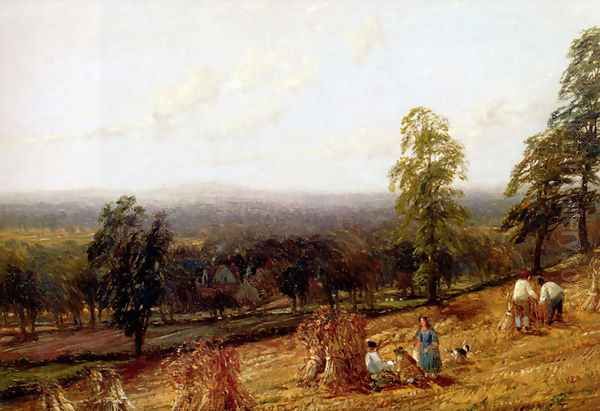 Harvestime, Ashborne, Warwickshire Oil Painting by Hendrikus van den Sande Bakhuyzen