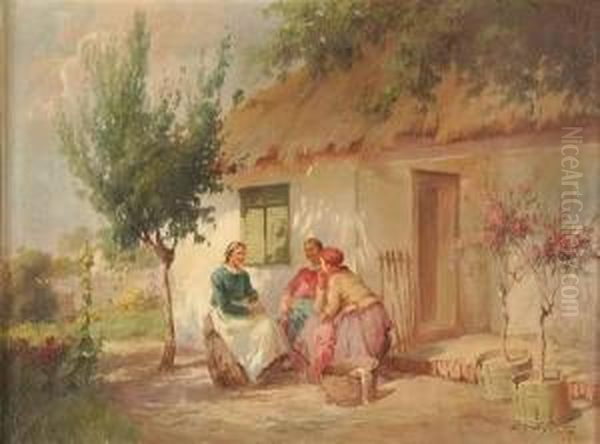 A Summer Idyll Oil Painting by Agoston Acs