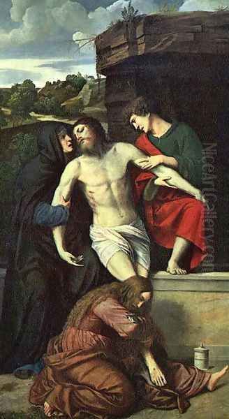 Pietà 1520 Oil Painting by Alessandro Bonvicino (Moretto da Brescia)