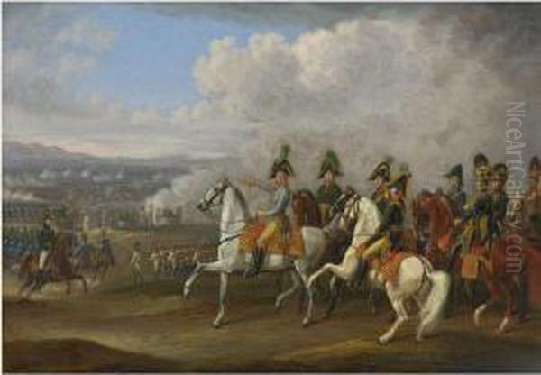 General Von Bellegarde Und Seine
 Offiziere Vor Einer Schlacht,1815 (general Von Bellegarde And His 
Officers Observing Abattle) Oil Painting by Adam Albrecht